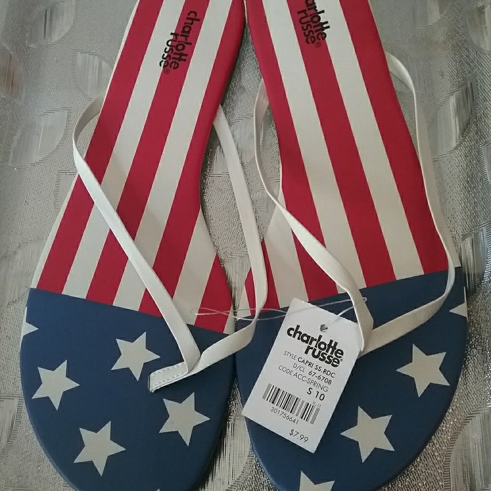 NWT American Stars & Stripes Patriotic Flip Flops